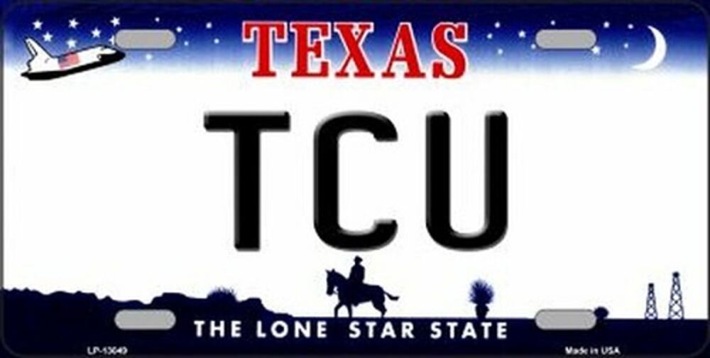 NCAA TCU License Plate College Background Metal Texas Tag Horned Frogs New